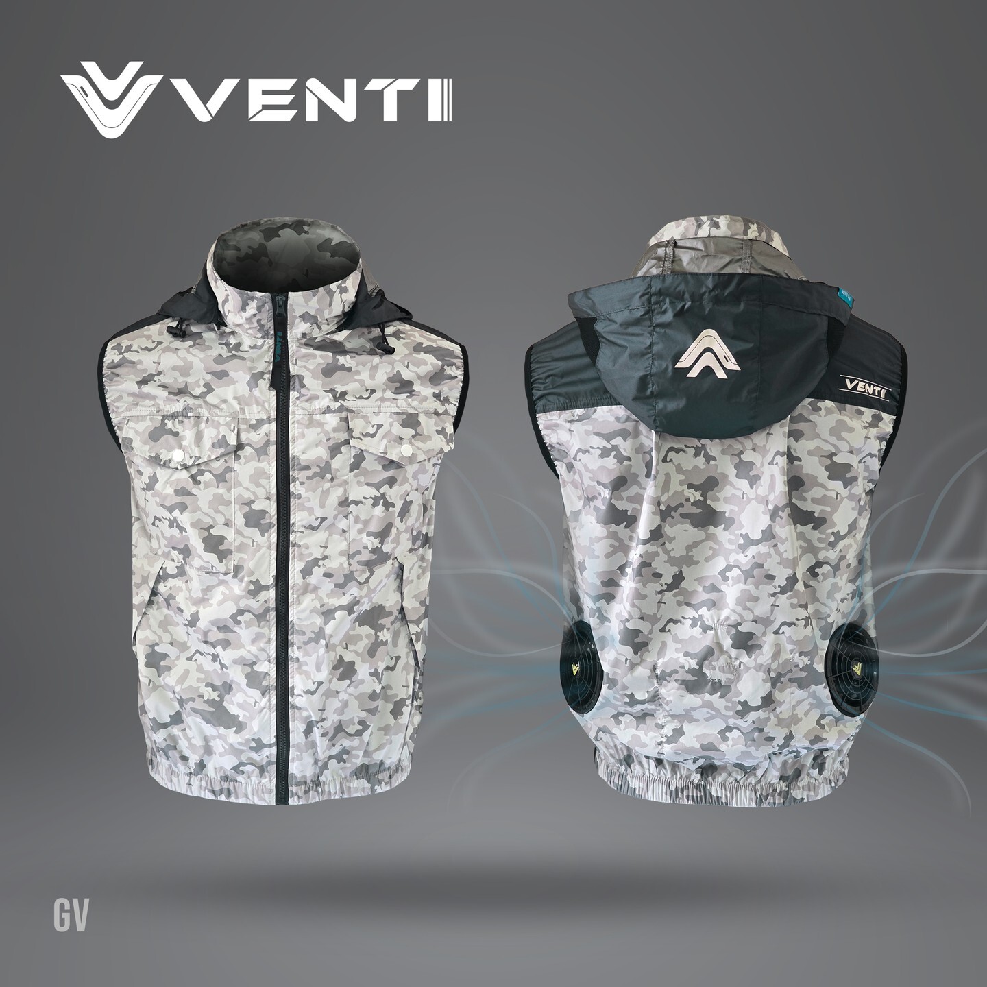 風神｜空調服｜12V｜無袖背心 空調工作服 風扇外套 空調衣 無袖風扇衣｜VENTI TECH｜SA2-GV 淺灰迷彩｜風神科技