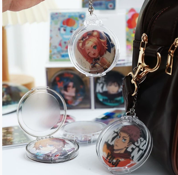 圆形吧唧收纳盒谷子外出展示挂件盒 75mm