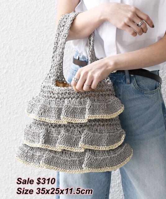 26/7 sale 日系3 層ruffle 編織袋/2 色
