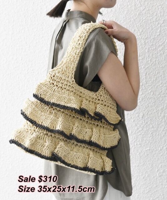 26/7 sale 日系3 層ruffle 編織袋/2 色