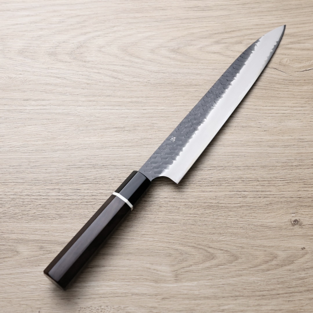 二唐刃物 筋引 240mm SG2 黑打鎚目