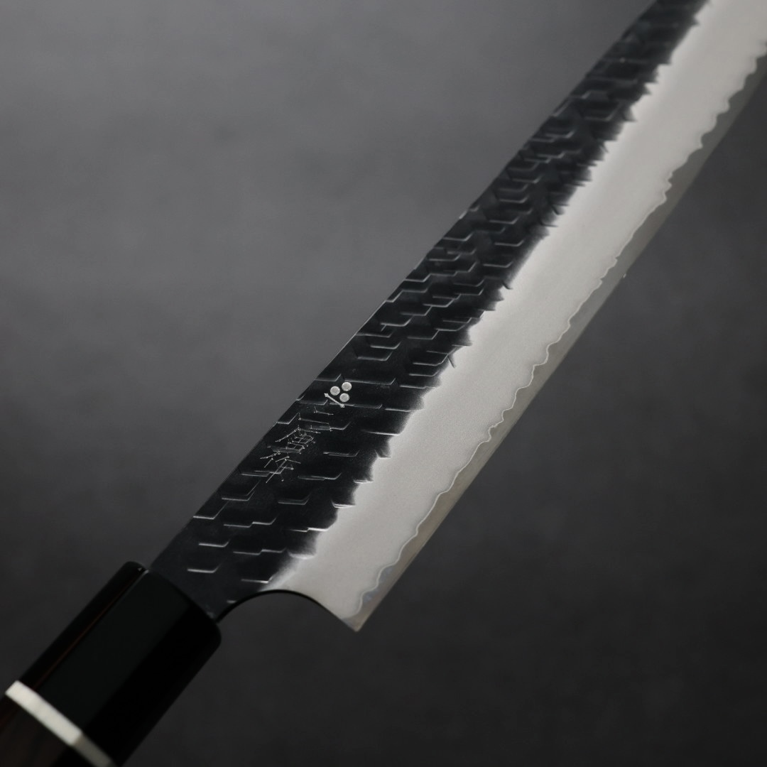 二唐刃物筋引240mm SG2 黑打鎚目