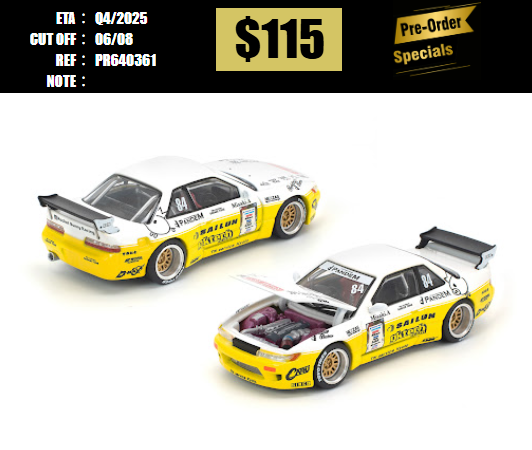 PO-$115 * POP RACE * 1:64 PANDEM SILVIA S13 2020 D1 LIGHTS YELLOW/WHITE [OD26/07]