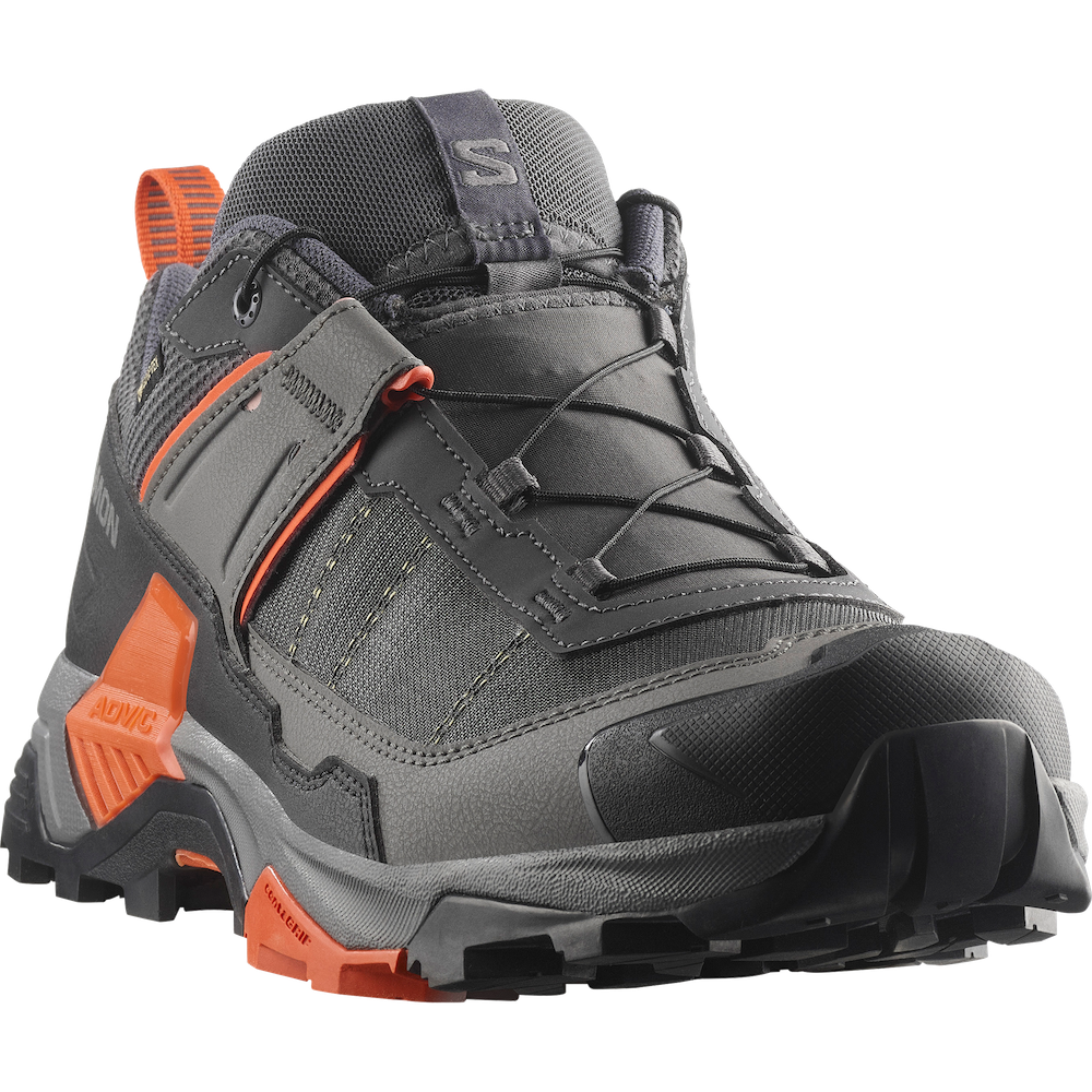 Salomon X ULTRA 5 GORE-TEX 男款 低筒登山鞋 防水健行鞋 477978 瀝灰/堡岩灰/焦棕 [HappyOutdoor]