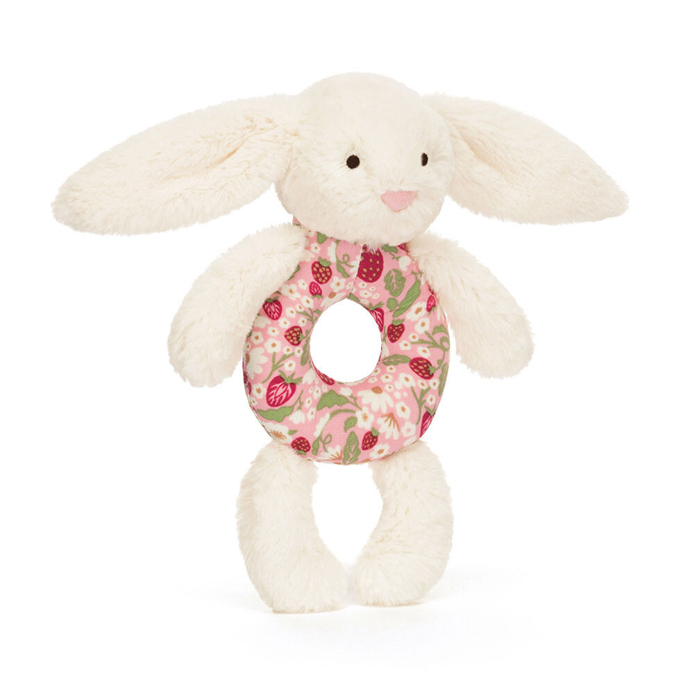 JELLYCAT Blossom Cream Bunny 'Berry' Ring Rattle