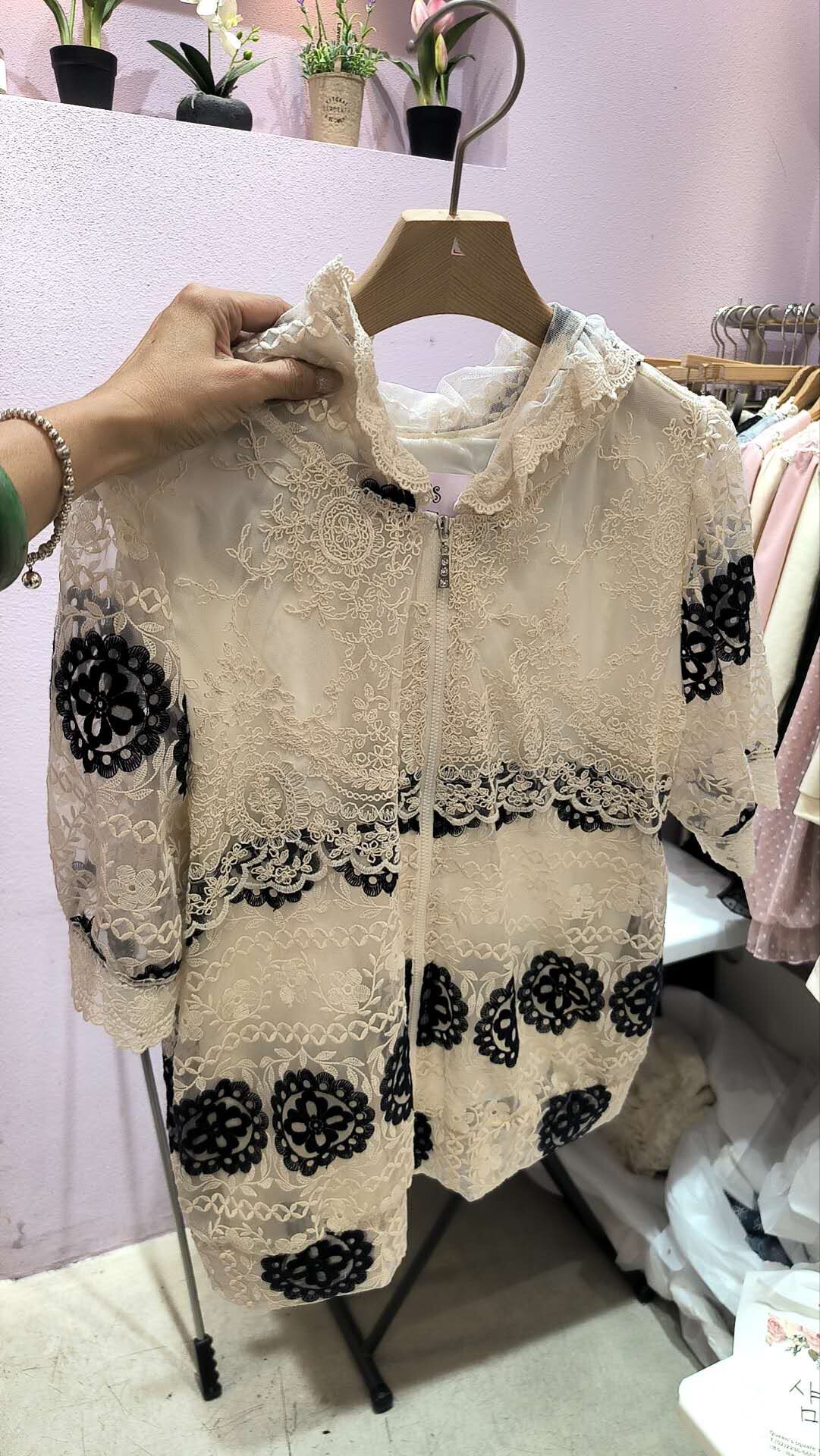 🥰PM_K9827  ▶️拉鍊 黑十字圈圈 蕾絲上衣 👉B:cm L:cm👈
