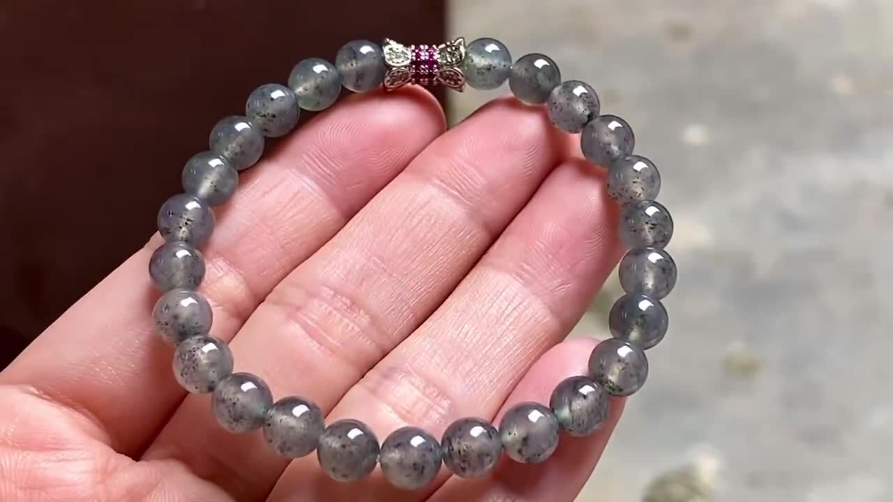 720529 翡翠黑冰手串 (6.3mm直徑)