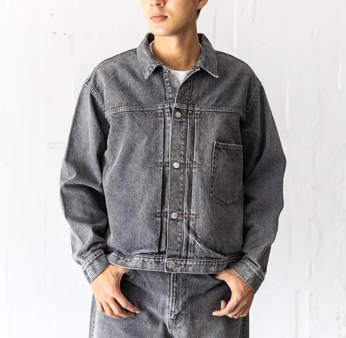 12/13 RE-STOCK: A.PRESSE 2025 VINTAGE GRAY DENIM JACKET (25AAP-01-41) - PRE ORDER ITEM (預訂中)