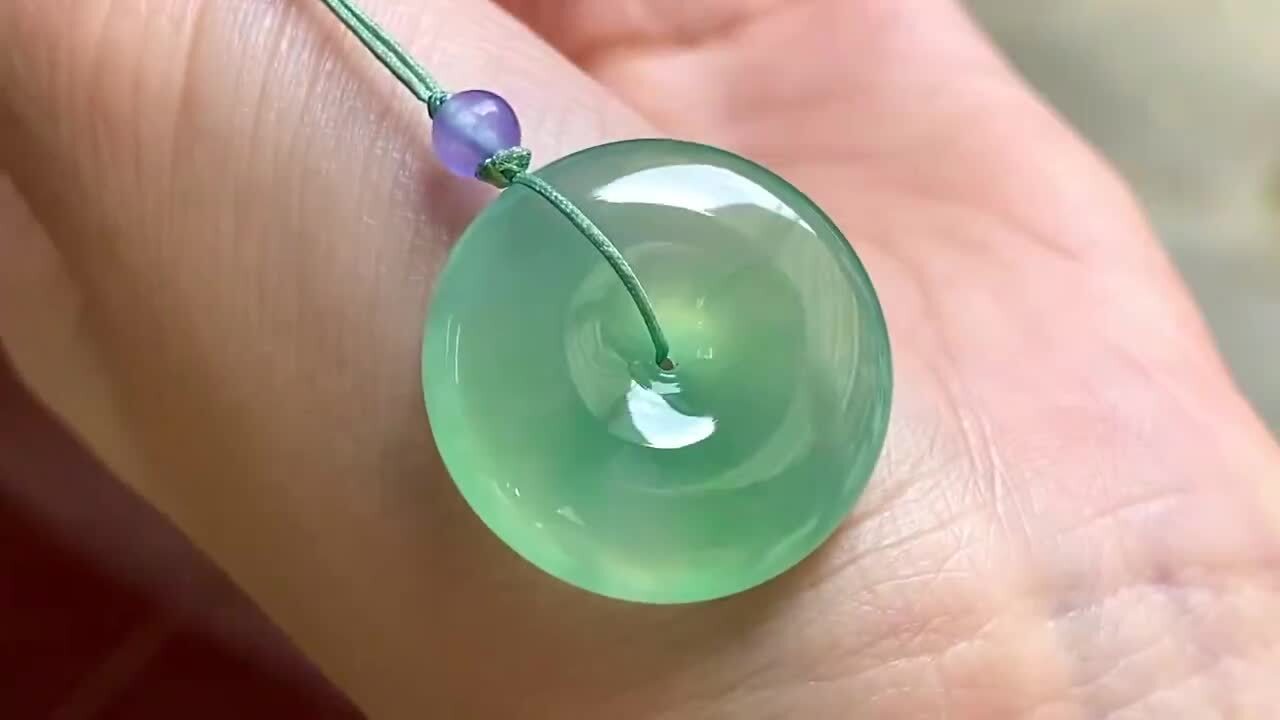 翡翠金絲綠平安扣 (22.5mm直徑),天然翡翠A玉, 緬甸玉, Jade, Jadeite