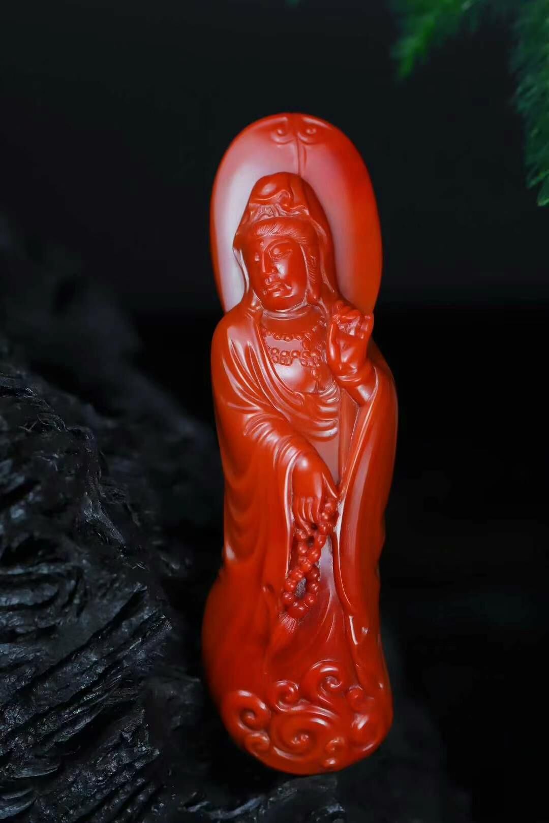 南紅觀音像,天然南紅瑪瑙