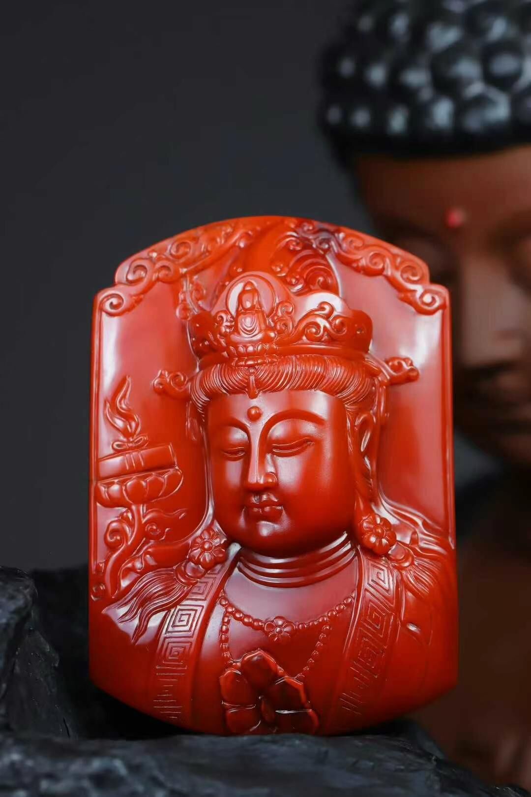 南紅觀音像,天然南紅瑪瑙