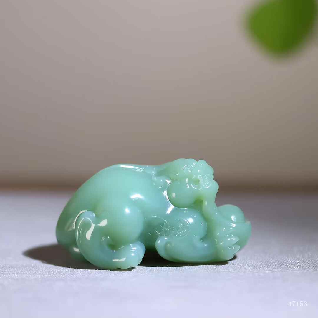 清時代　和田玉　貔貅 龍亀 瑞獣　純暖和田白玉彫り　高玉質　古玉石(F-61) 72075 和田玉貔貅獻寶