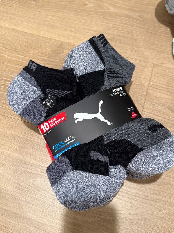 [USW] PUMA 1489812 GREY MEN'S MOISTURE CONTROL SPORT SOCKS, 888435268956 (UZZ838)