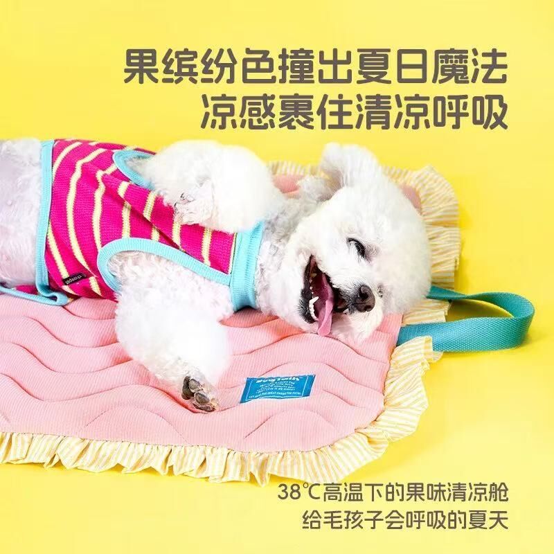 DOGTALK 冰丝凉感宠物花边垫子 猫狗 小型犬专用