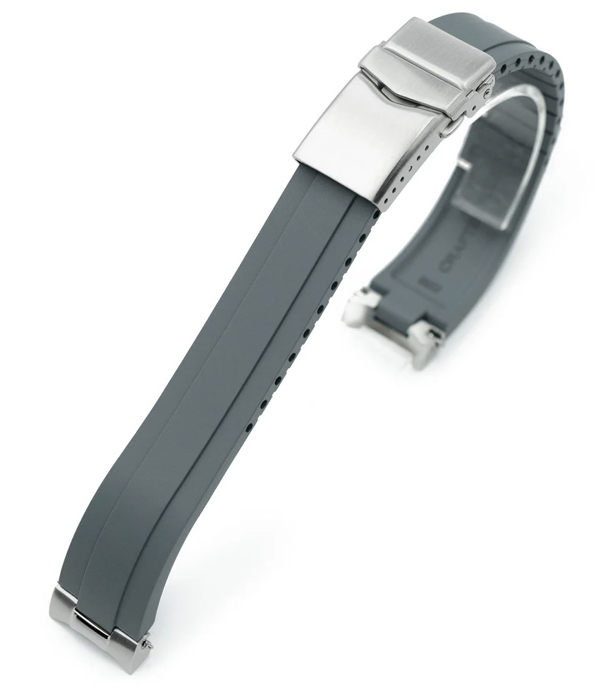 萬年鐘錶 - 太空人錶帶 Seiko 精工 Speedtimer 專用錶帶 21MM 灰色FKM橡膠嵌入式鋼彎錶耳錶帶