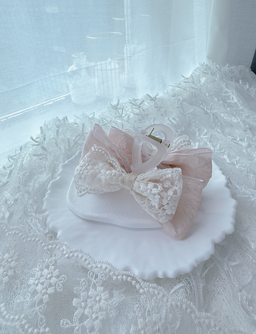 *BJ2 HANDMADE* THE EMBOSSED SAKURA🌸CROCHET HAIRCLAW KR 0725A