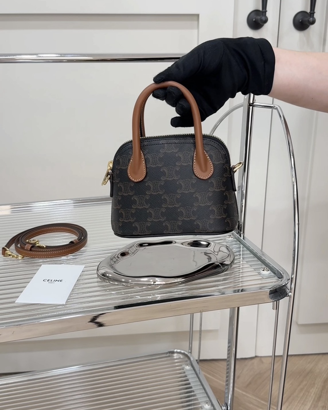 CELINE｜HONORINE 迷你貝殼包 深老花