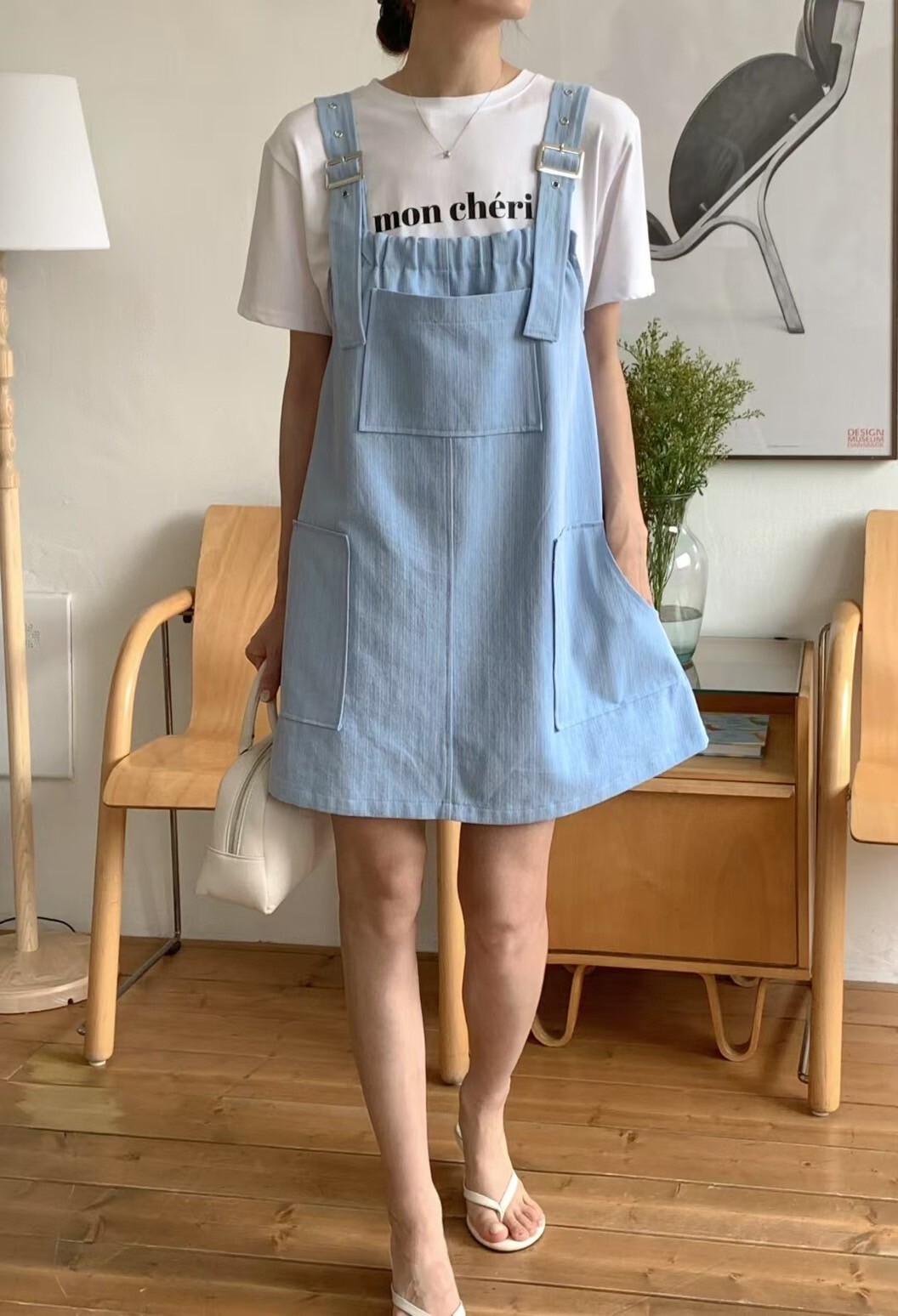 三口袋吊帶短裙