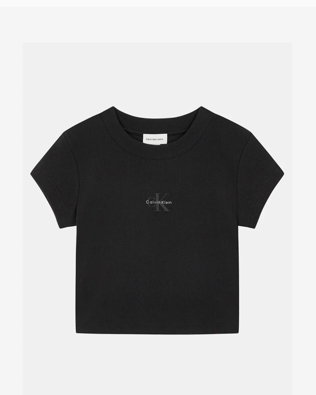 CK Calvin Klein 螺紋 中間logo 短版上衣 47AB802