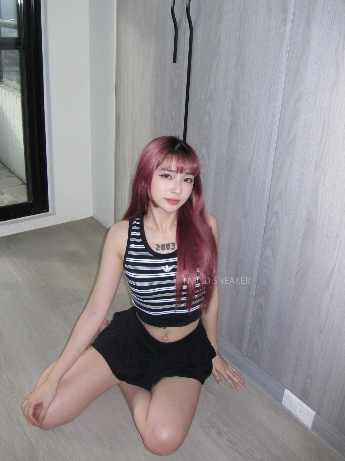 Adidas 條紋運動背心 自帶胸墊