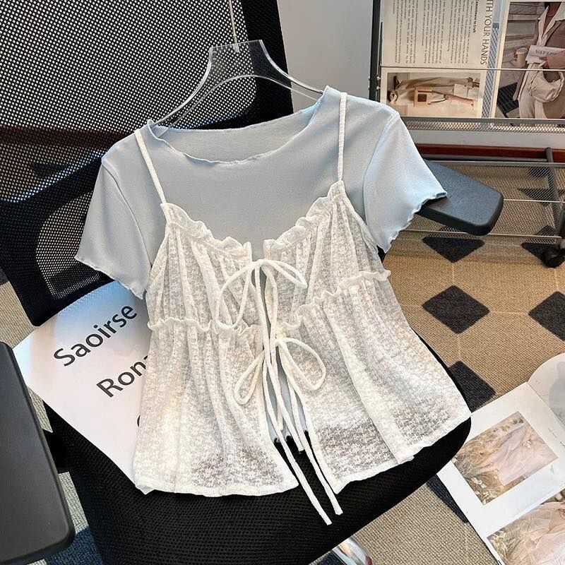 韓系疊穿減齡細帶背心