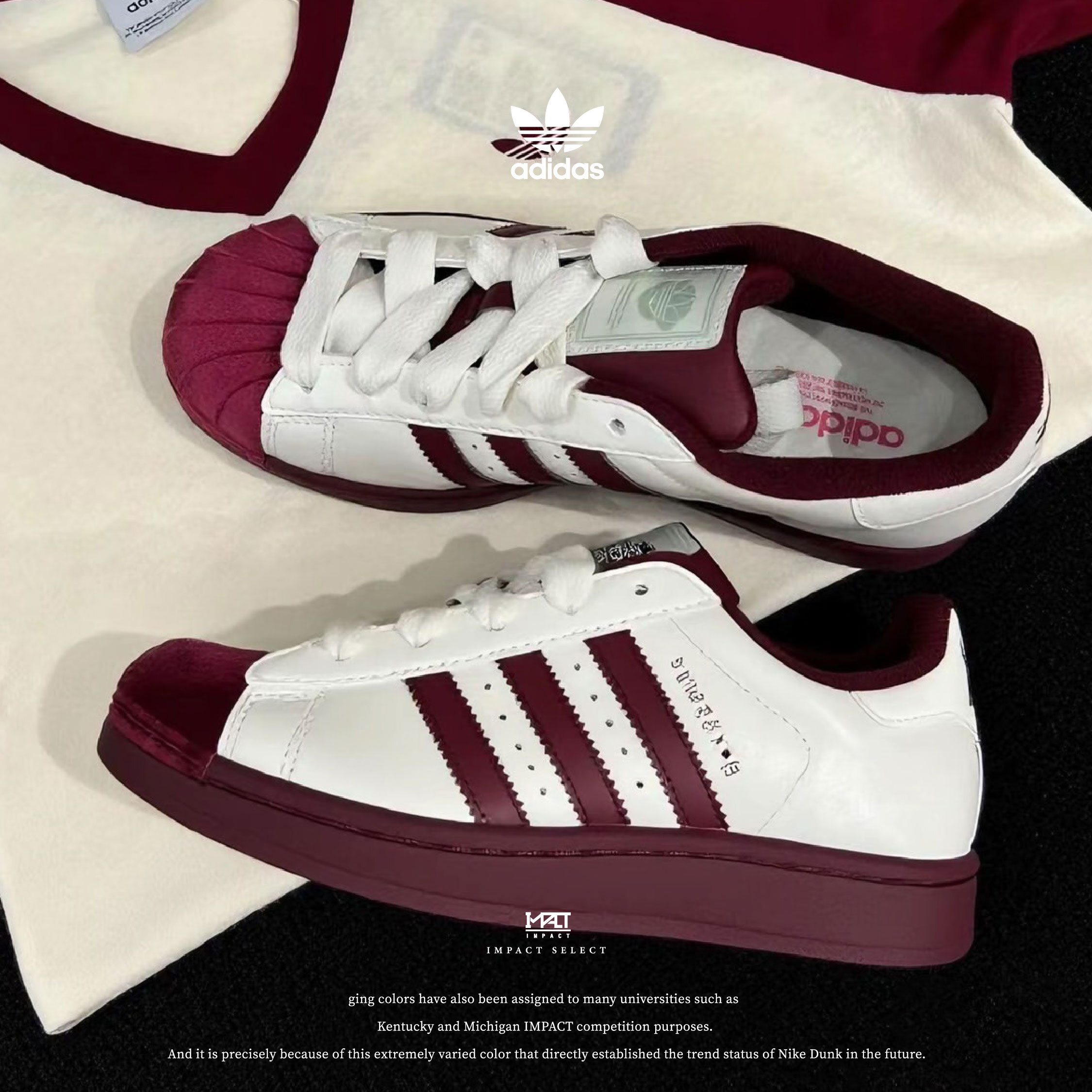 adidas originals Superstar 2 情人節限定 覆盆子絲絨 貝殼頭 板鞋  白紅色 男女同款 KJ6981