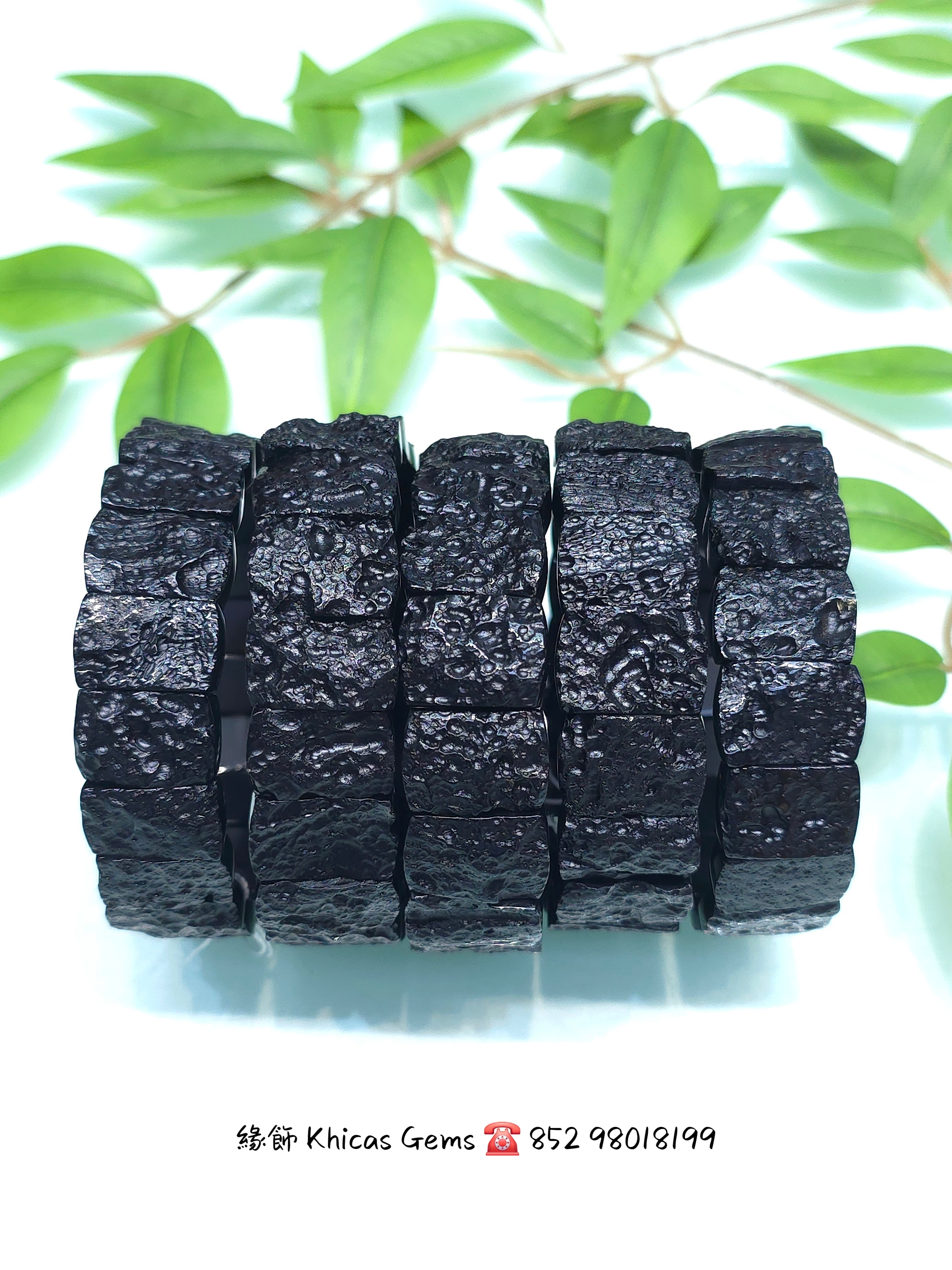 天然黑隕石原石闊手排18mm