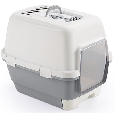 Zolux 易潔有蓋雙層抽屜式貓砂盤．藍色/灰色