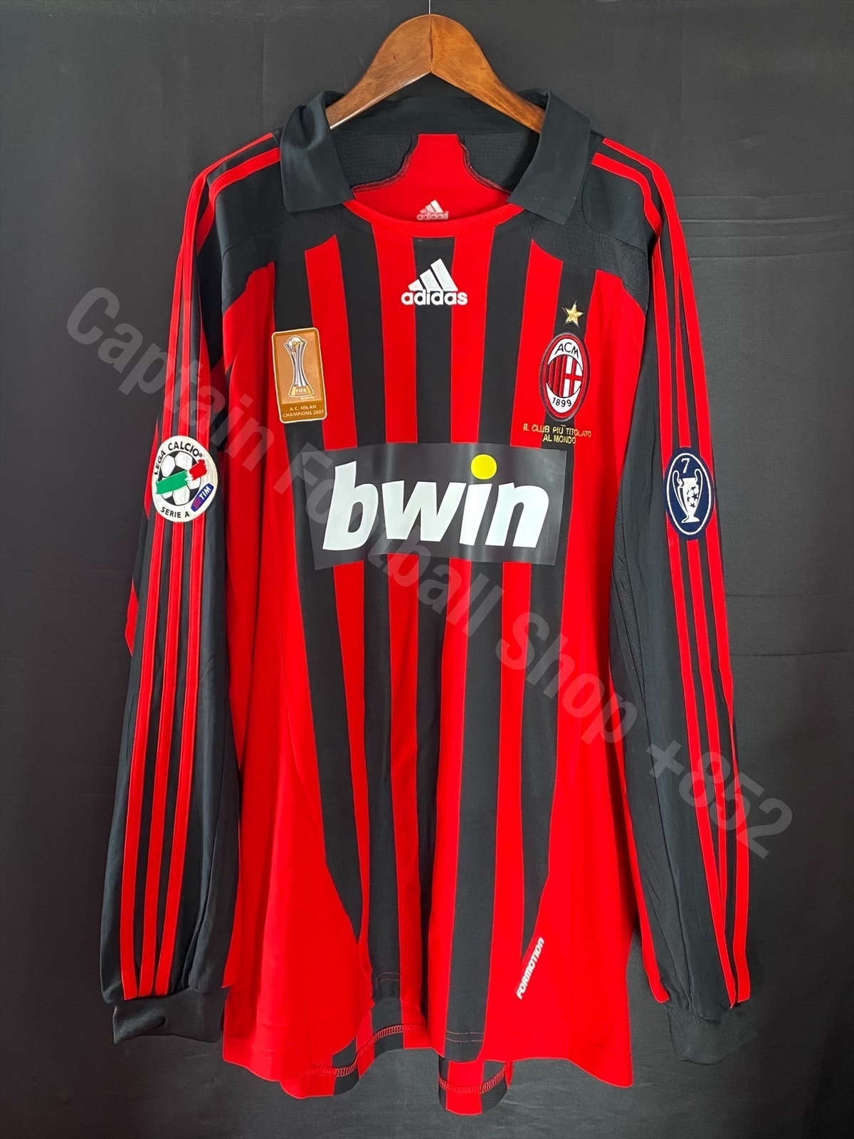 (Match Issue) AC Milan 2007-2008 Adidas L/S Home Match Worn Issue Shirt #23 AMBROSINI