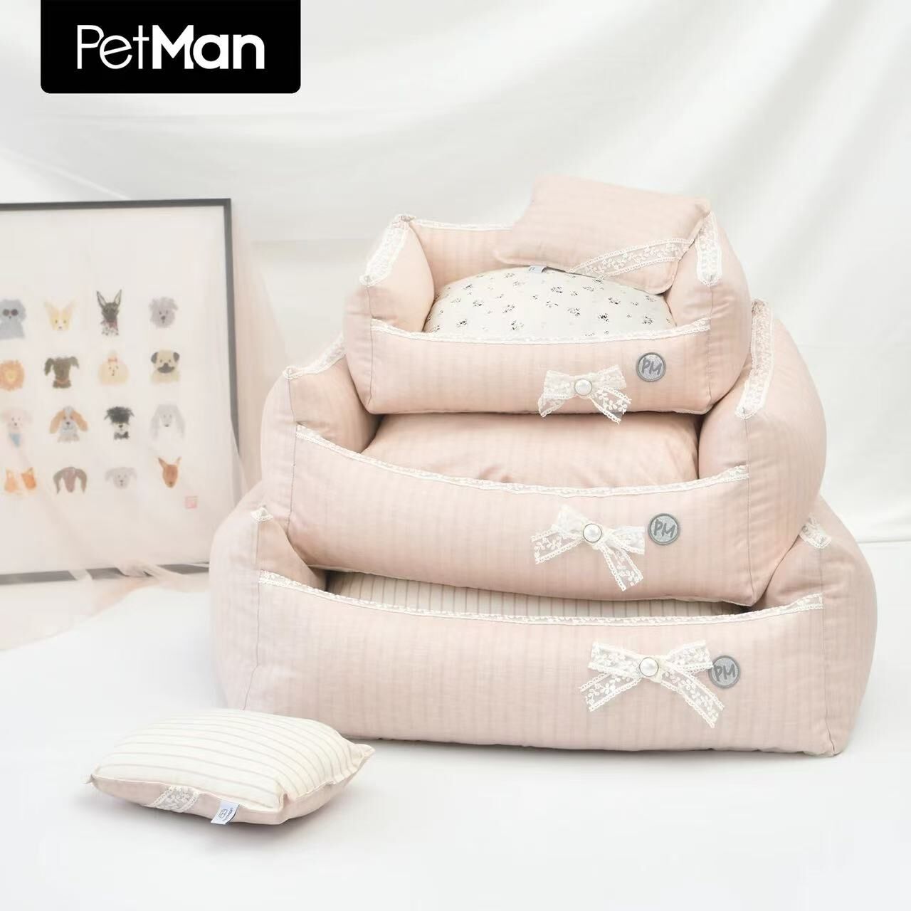 PETMAN 蜜桃软窝 亚麻软感 狗窝猫窝