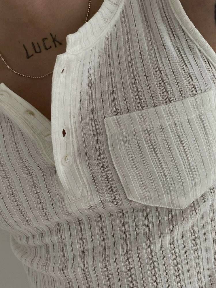 微鏤空亨利領開襟背心