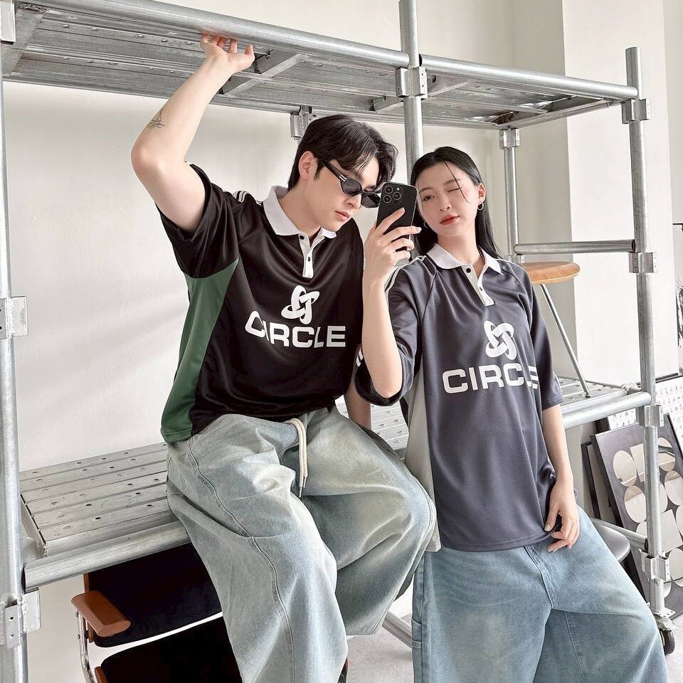 CTRCLE網眼印花拼接POLO衫（2colors）