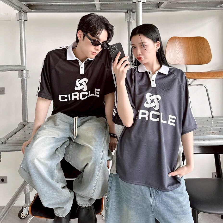 CTRCLE網眼印花拼接POLO衫（2colors）