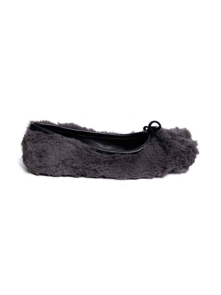 Diablo Ballerina Flat Grey Fur