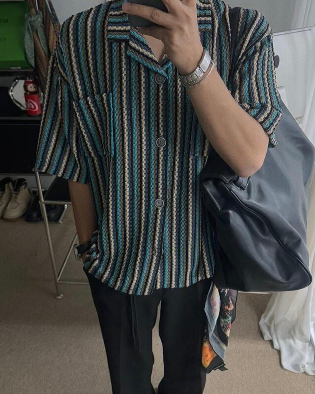 條紋短袖恤衫 S2115