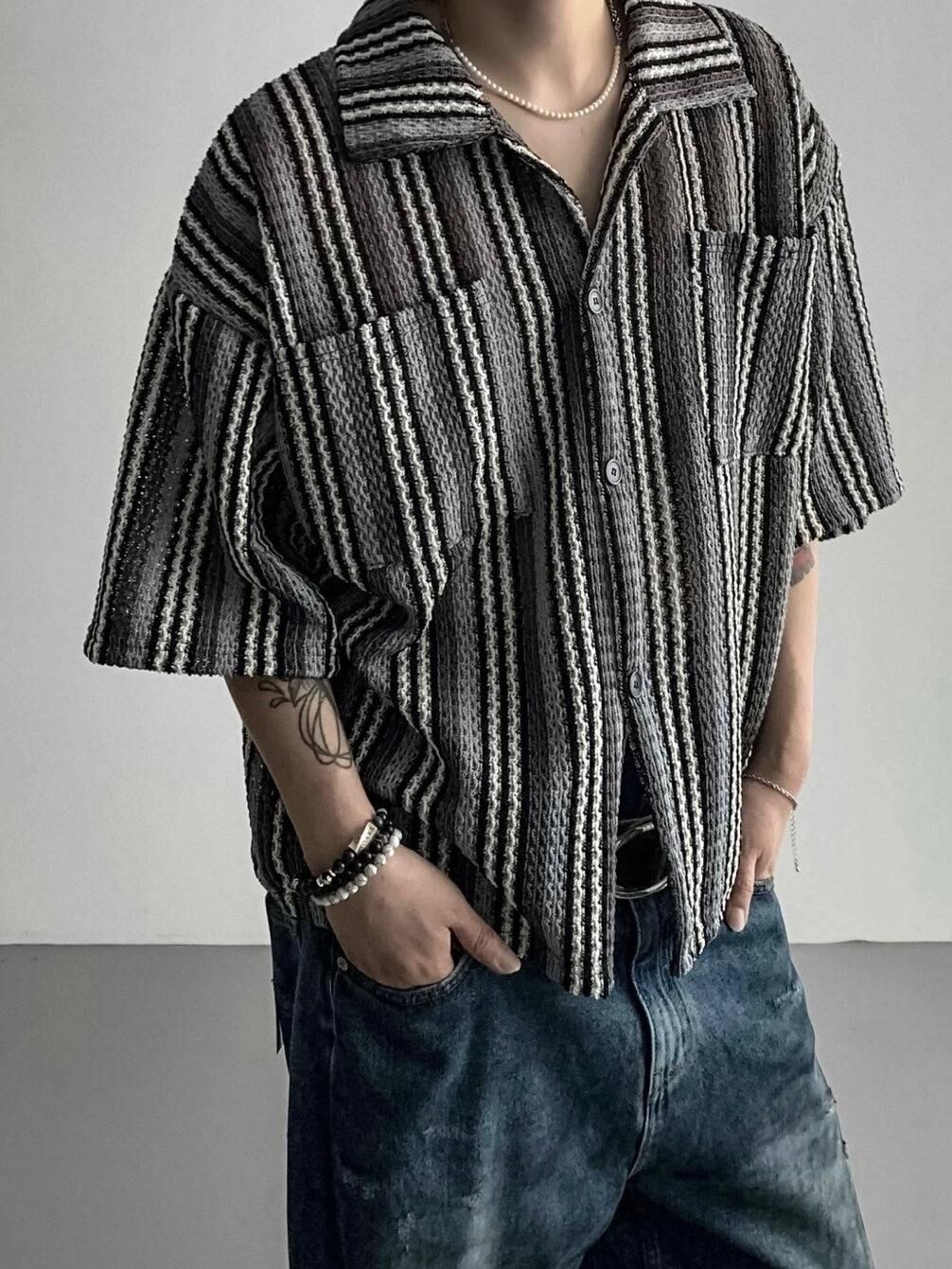 條紋短袖恤衫 VOID-023S