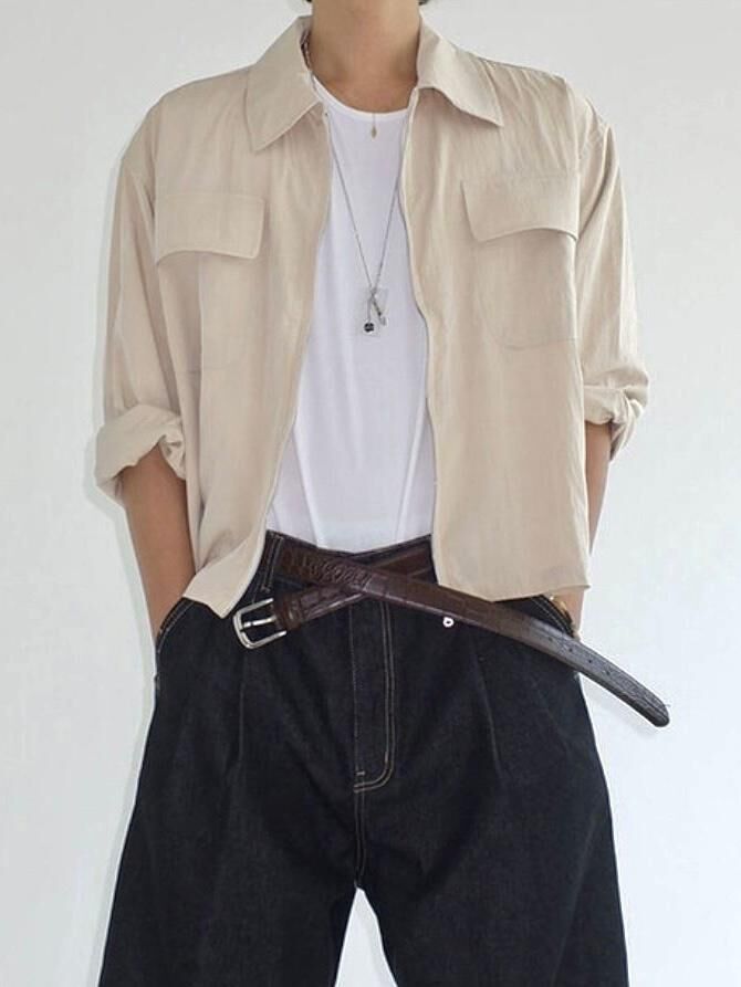 淨色反領拉鍊外套 VOID-033JK