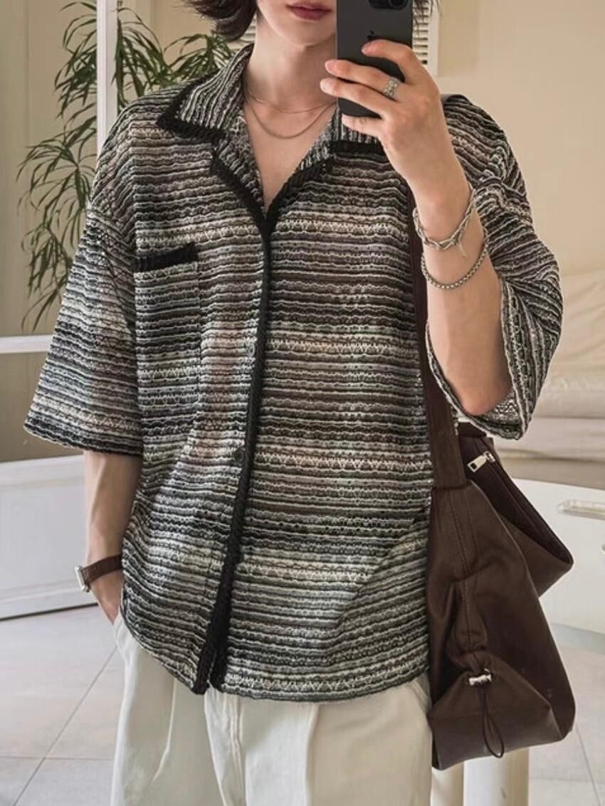 橫紋短袖恤衫 VOID-100S