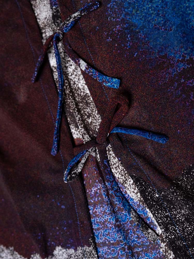 Ribbon Cardigan Blue-Burgundy