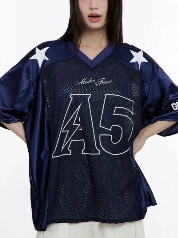 V領數字短袖Tee T5748