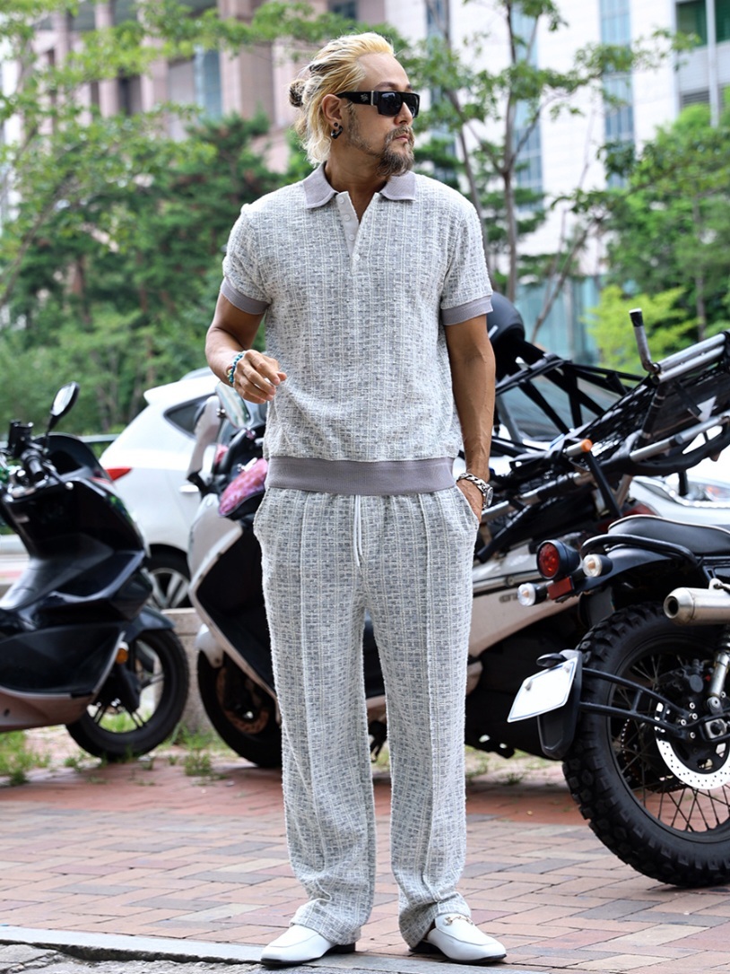 粗花呢領子短袖T恤