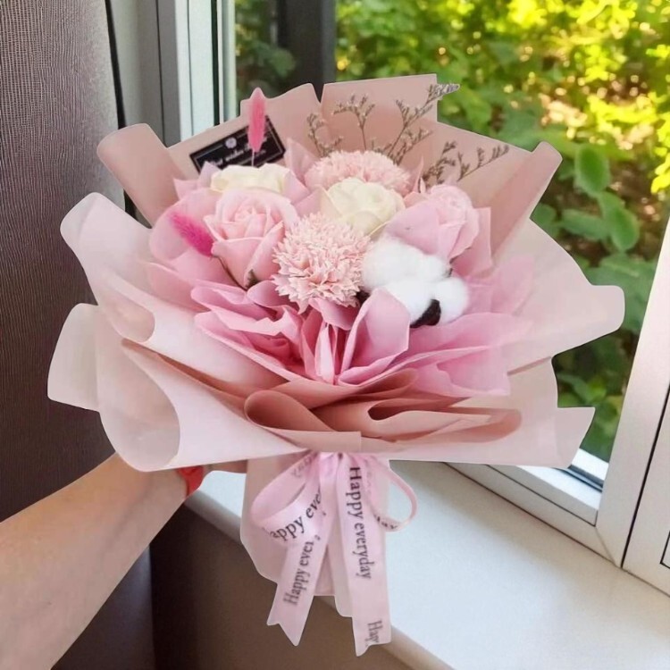 香皂棉花花束,rose-conation-soapflower-dried-bouquet