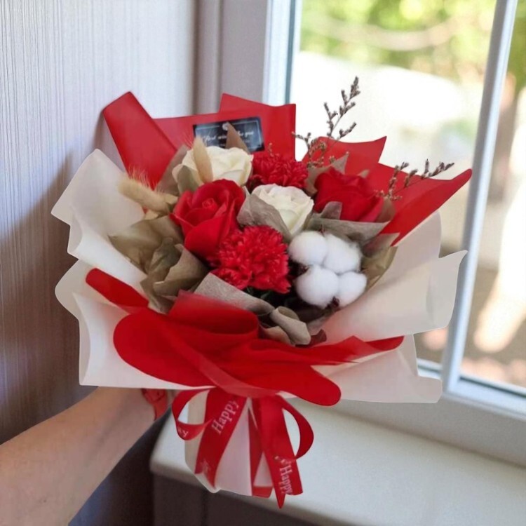 香皂棉花花束,rose-conation-soapflower-dried-bouquet