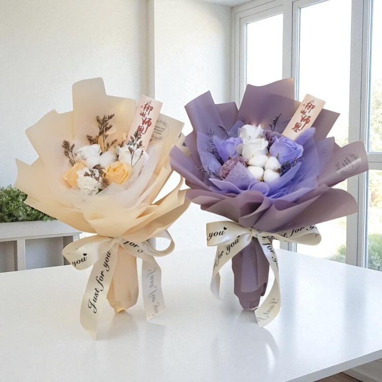 香皂棉花花束,rose-conation-soapflower-dried-bouquet