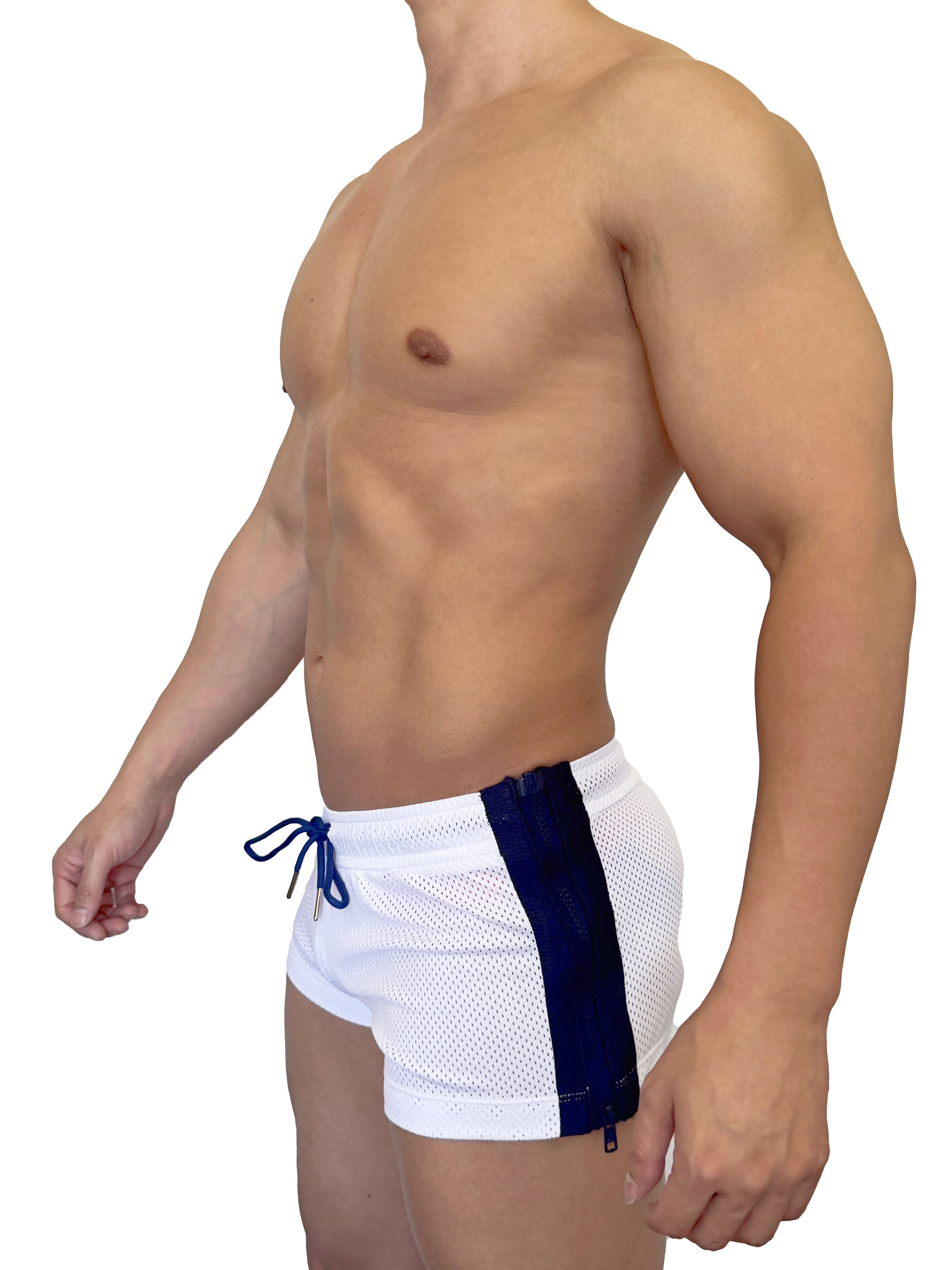 2025 全新色系 - Zip UP 拉鍊運動褲 半透白/軍藍