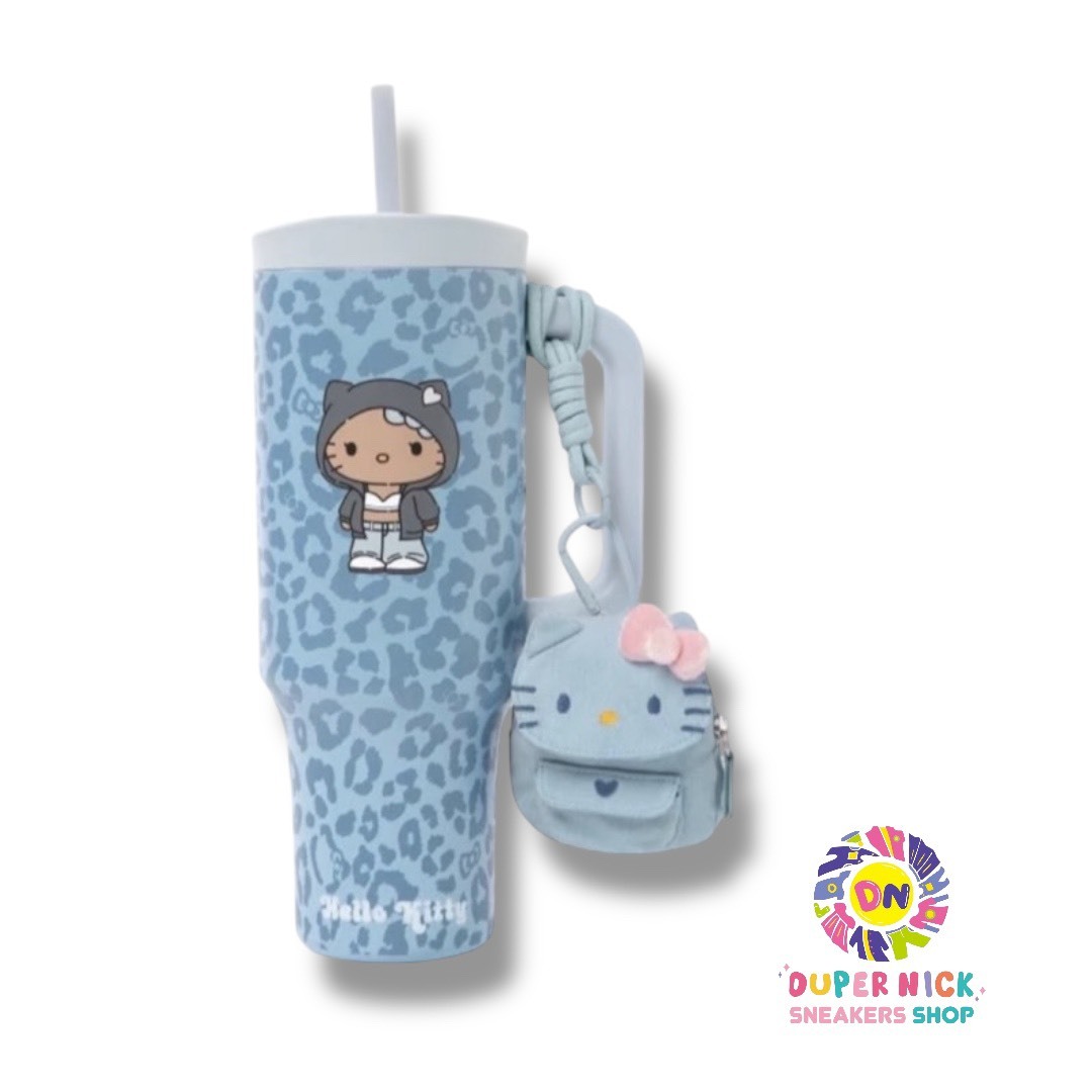 Hello Kitty 不鏽鋼保冷杯-藍色豹紋