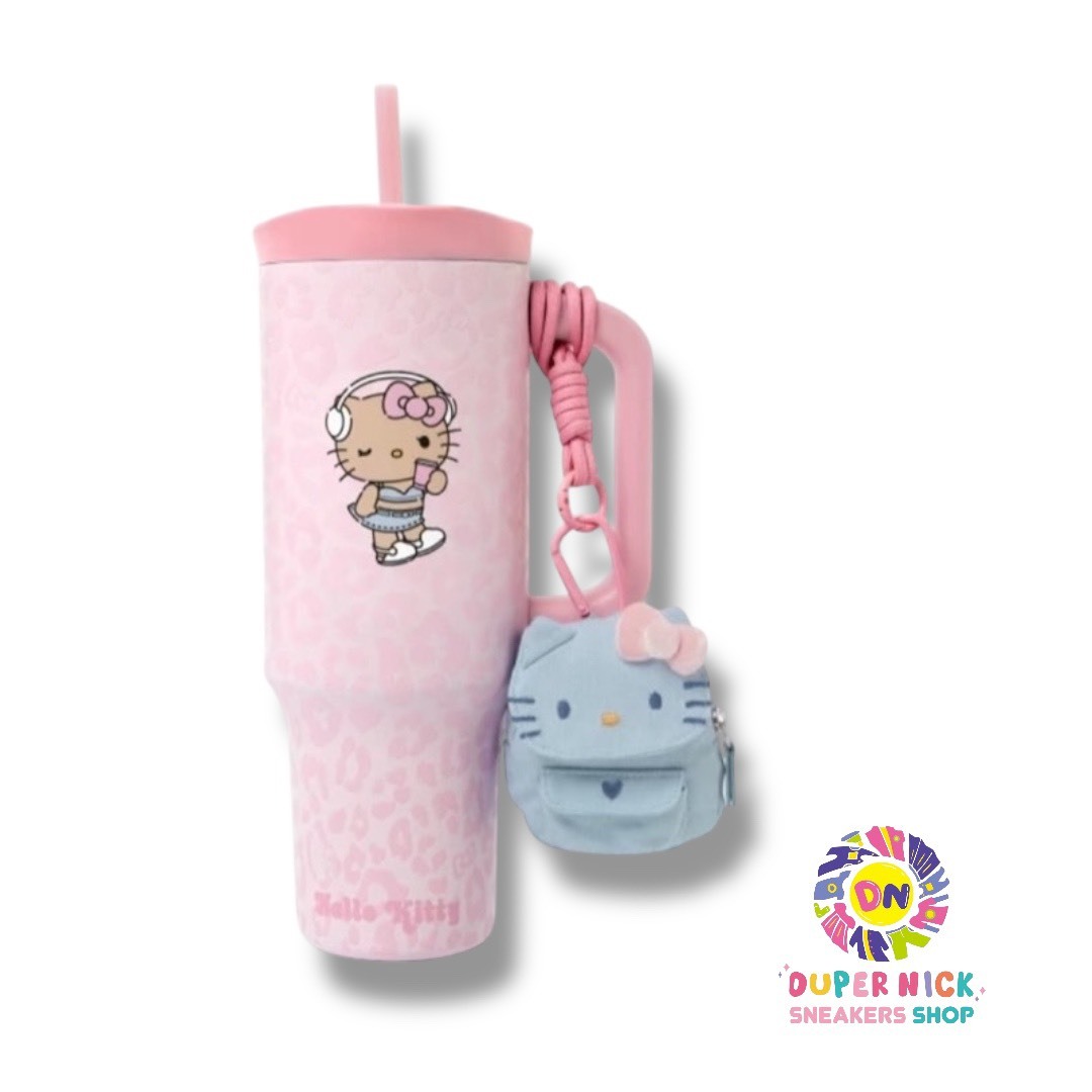 Hello Kitty 不鏽鋼保冷杯-粉色豹紋