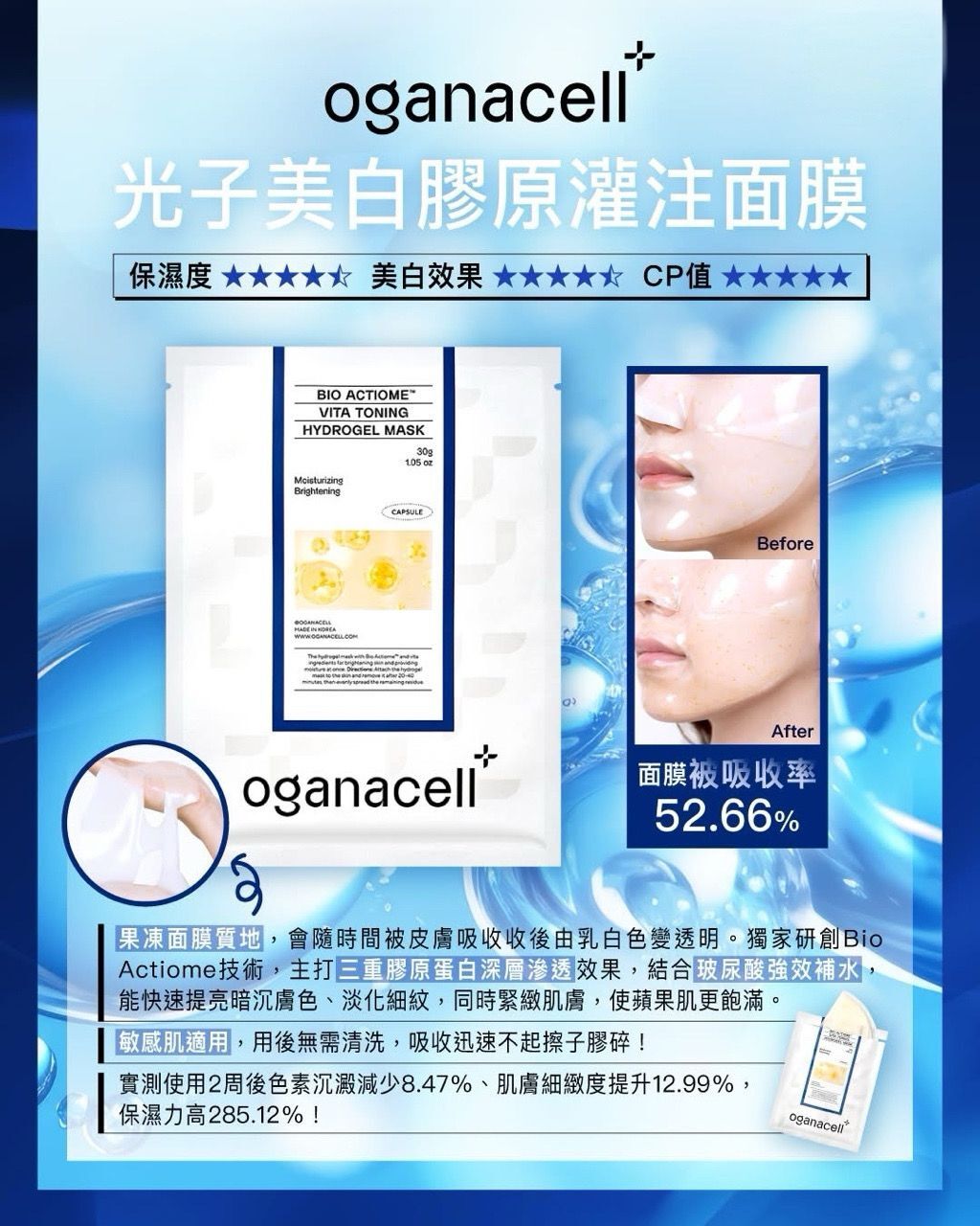 Oganacell光子美白膠原灌注面膜