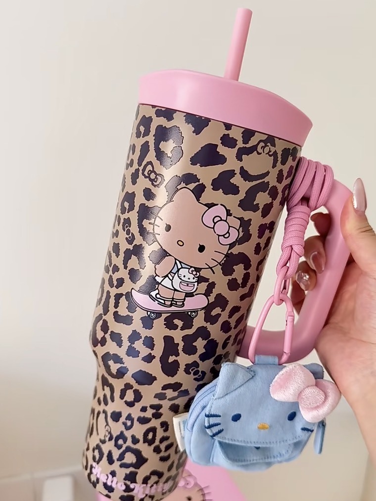 Hello Kitty 不鏽鋼保冷杯-經典豹紋