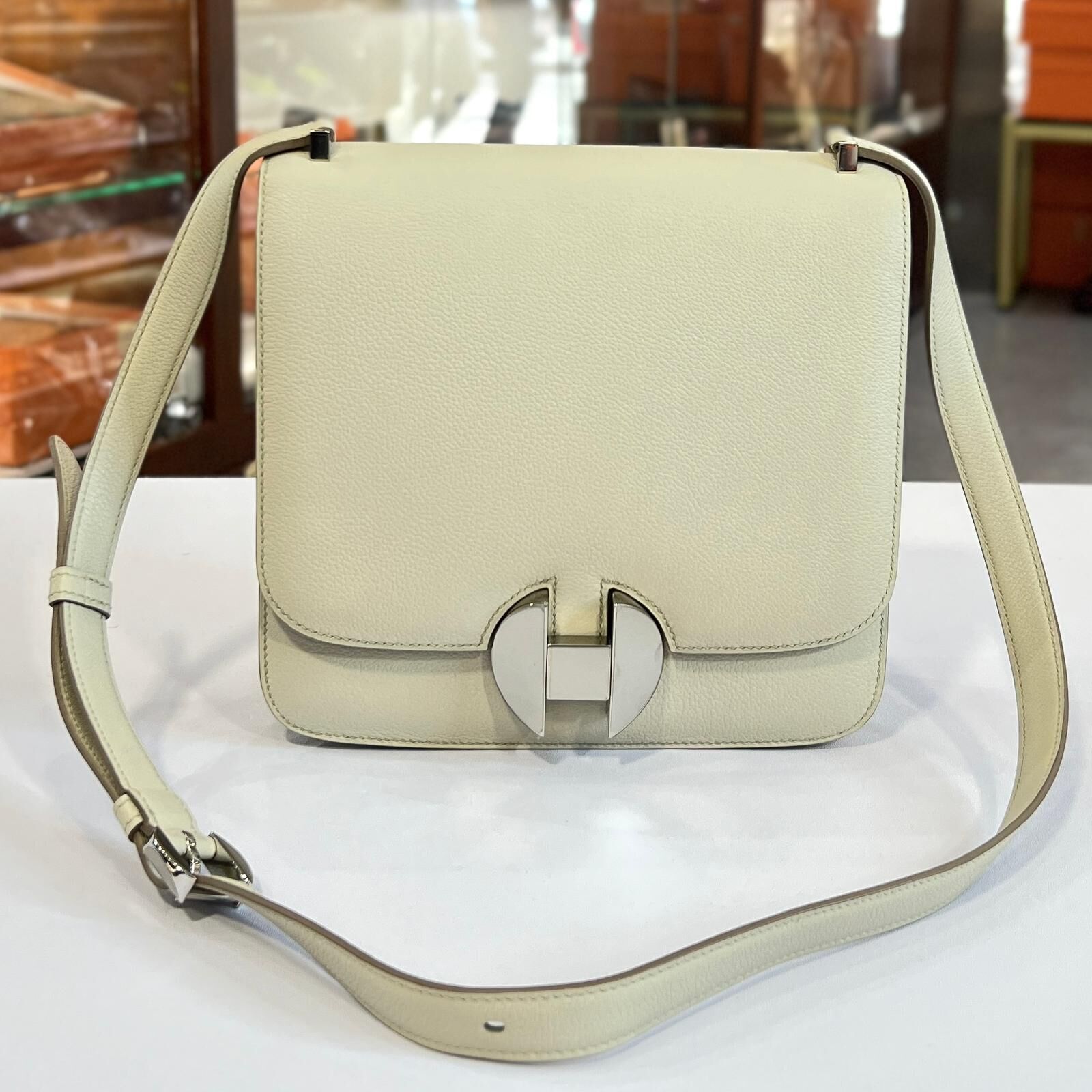 99%NEW二手HERMES C刻 2002 20 小號 珍珠灰EVERCOLOR皮/銀扣 80/GRIS PERLE PHW #香榭站正品